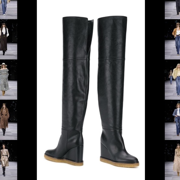 NEW Celine Manon Thigh High Wedge Boots Calfskin - Picture 7 of 7